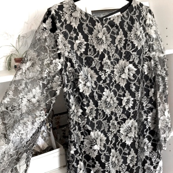 TIBI Metallic Floral Lace Open Back Mini Dress - Picture 7 of 15
